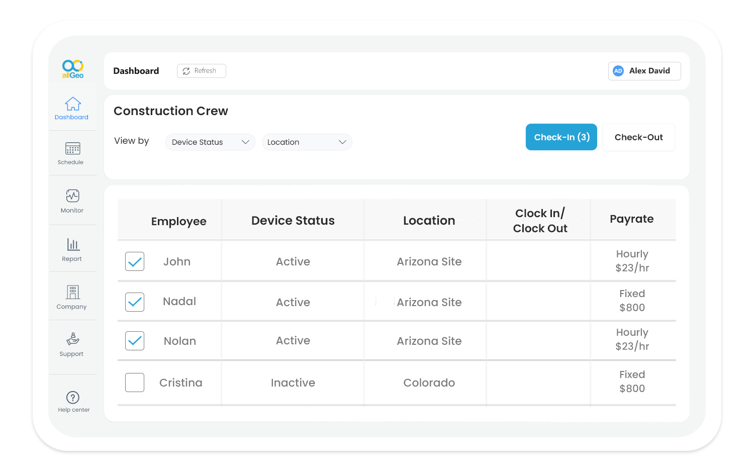 Automatic time clock employee location tracking app